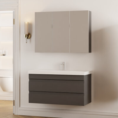 Unterschrank, Waschbecken &amp; Spiegelschrank