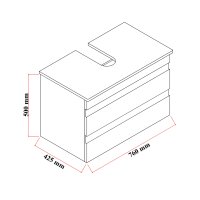 Waschbeckenunterschrank Lara 80 mit Konsole Eiche