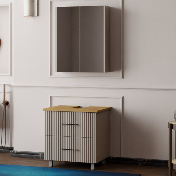 Stehendes Badm&ouml;bel Set Liana 60 mit Konsole Eiche