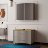 Stehendes Badmöbel Set Liana 80 mit Konsole Eiche