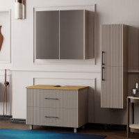 Stehendes Badmöbel Set Liana 80 mit Konsole Eiche