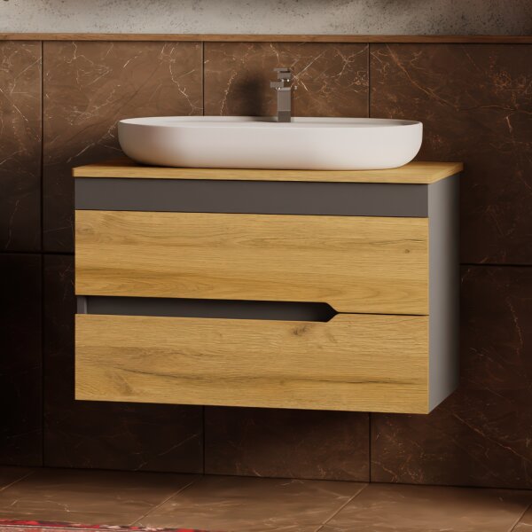 Waschtisch mit Unterschrank Marmara 80 Konsole Eiche