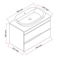 Waschtisch mit Unterschrank Marmara 80 Konsole Eiche