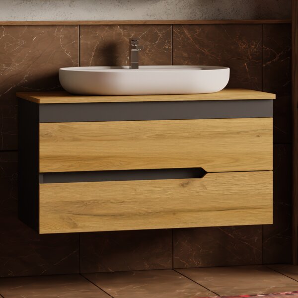 Waschtisch mit Unterschrank Marmara 100 Konsole Eiche