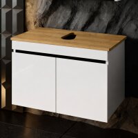 Unterschrank Venus 80 cm hängend in Weiß mit Konsole Eiche seitliche Ansicht