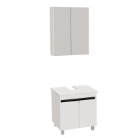 Badezimmermöbel Set auf Füßen in 60 cm, Unterschrank, Spiegelschrank, Futuristischer Stil – Banyox