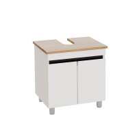 Waschtischunterschrank 60 cm in weiß und Eiche - Banyox