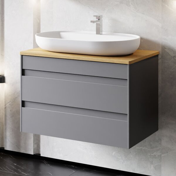 Waschtisch mit Unterschrank Lara 80 Konsole Eiche