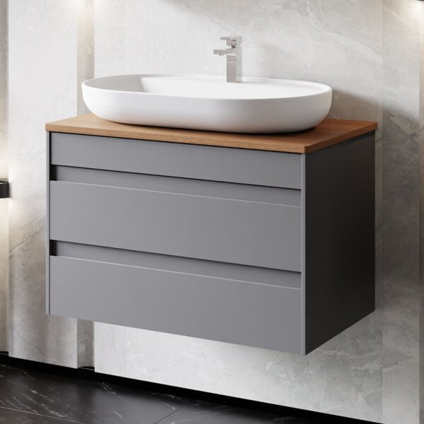 Waschtisch mit Unterschrank Lara 80 Konsole Walnuss