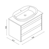 Abmaße Badezimmermöbel Set 2-Teilig in Anthrazit - Banyox