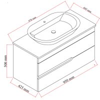 Waschtisch mit Unterschrank Marmara 100 Konsole Eiche