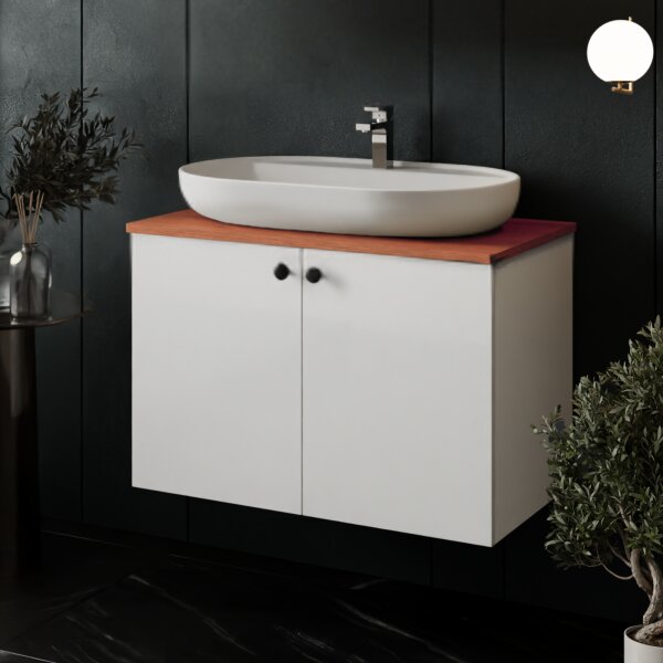 Waschtisch mit Unterschrank Mimoza 80 Konsole Walnuss