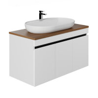 Waschtisch mit Unterschrank Venus Weiß 100 Konsole Walnuss