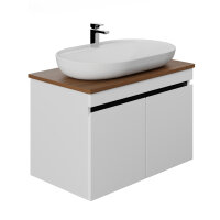 Waschtisch mit Unterschrank Venus Weiß 80 Konsole Walnuss