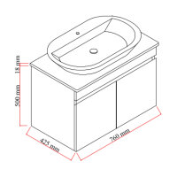 Waschtisch mit Unterschrank Venus Weiß 80 Konsole Walnuss