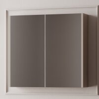 Spiegelschrank Liana 60 cm Pastellgrau geschlossen – kompakter, hängender Badschrank mit zwei Spiegeltüren im minimalistischen Design