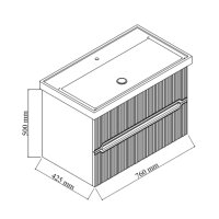 Waschtisch mit Unterschrank Bella 80 Konsole Eiche