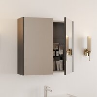 Spiegelschrank 80 cm Lara Anthrazit matt, Innenfächer für Pflegeprodukte – banyox