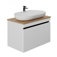 Waschtisch mit Unterschrank Venus Weiß 80 Konsole Eiche