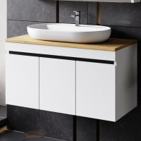 Waschtisch mit Unterschrank Venus Weiß 100 Konsole Eiche