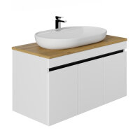 Waschtisch mit Unterschrank Venus Weiß 100 Konsole Eiche