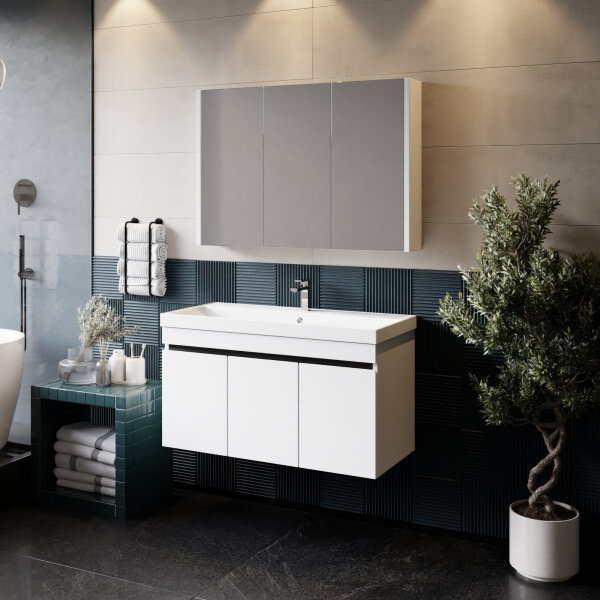 Badm&ouml;bel Set Venus 100 mit Einbauwaschbecken