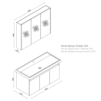 Badmöbel Set Venus 100 mit Einbauwaschbecken