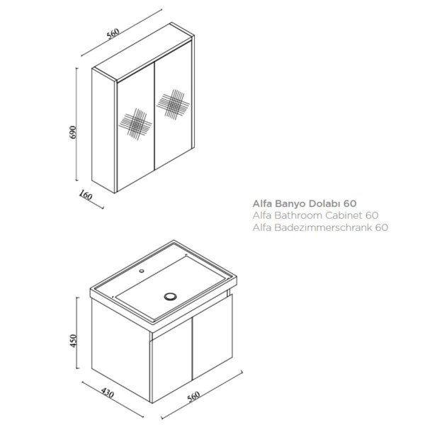 Spiegelschrank Alfa 80 Weiß