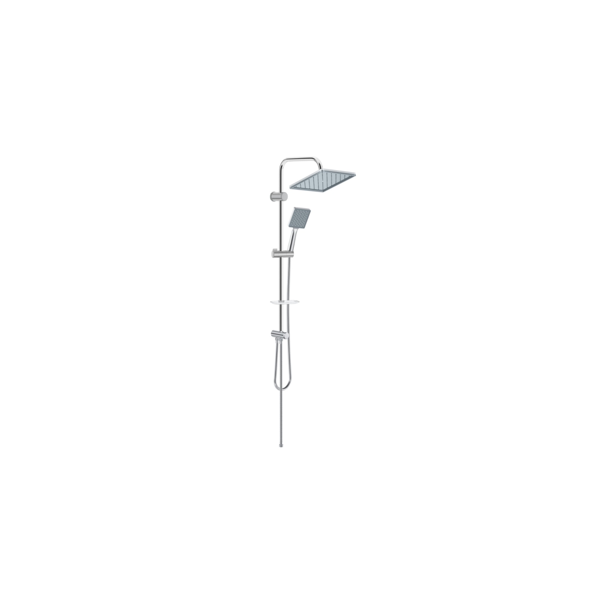 Duschsystem Queen Mat Chrome Orion – Eckige Regendusche mit Handbrause in Chrom
