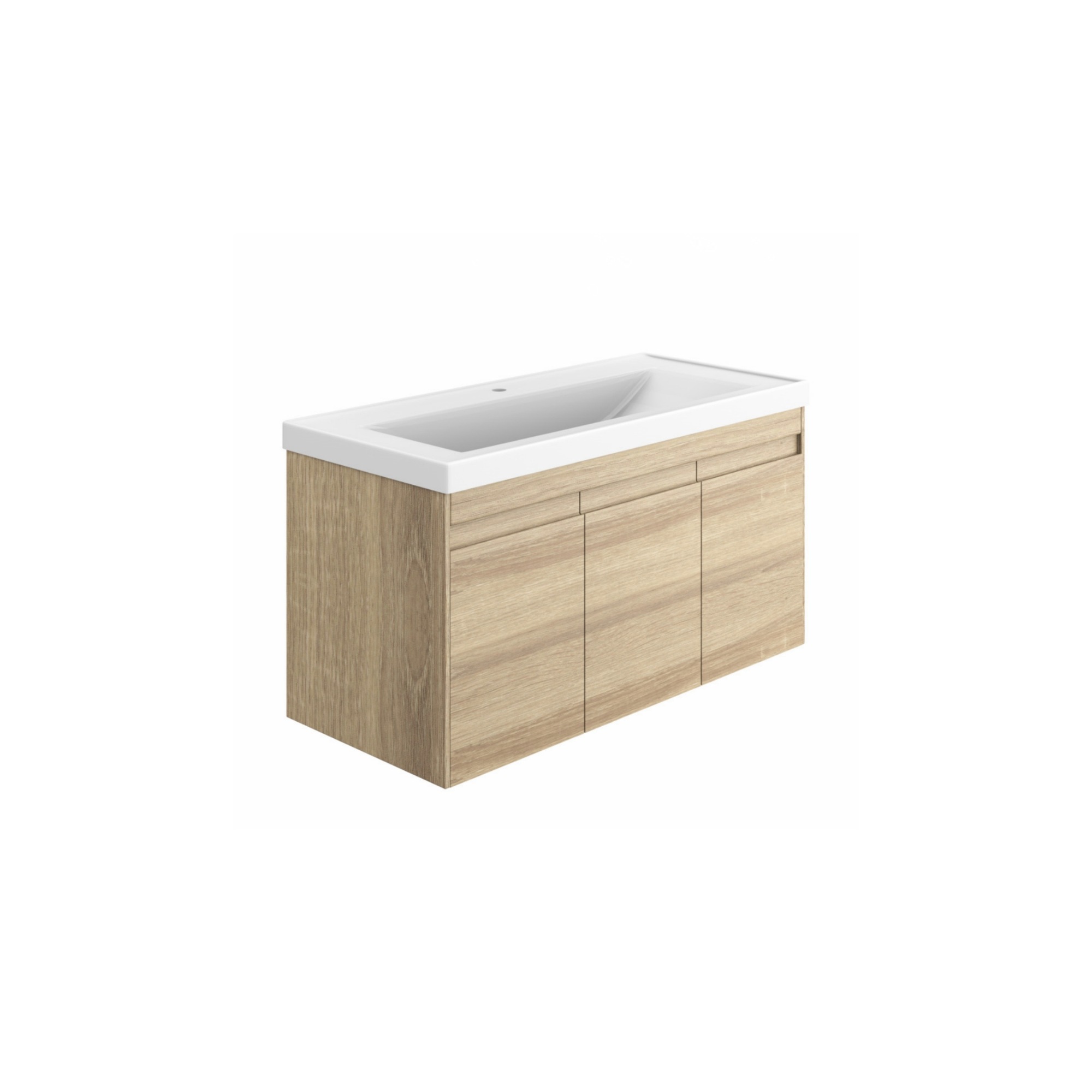 City Unterschrank 100 cm Eiche – hängend, Softclose, grifflos